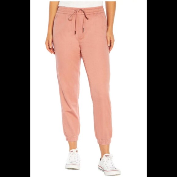 Gap Women's Elastic Waistband Twill Jogger Pants With Pockets Color: Pink - Picture 1 of 2